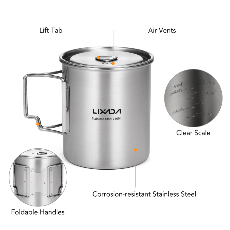 Lixada 750ml Cup Outdoor Stain - Camping Cooking Pack 评论和价格