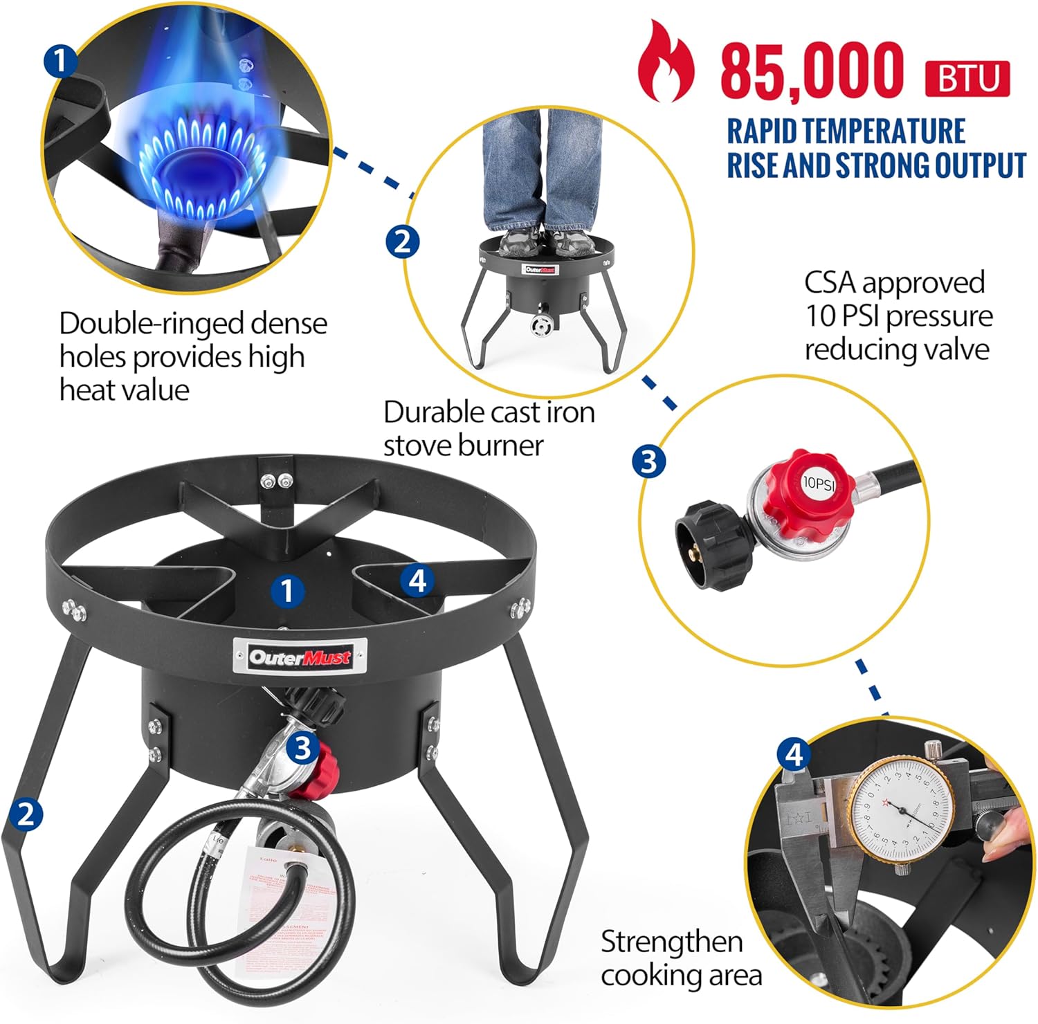 Gas Stove Propane Burner with  - Camping Cooking Cast Iron 评论和价格