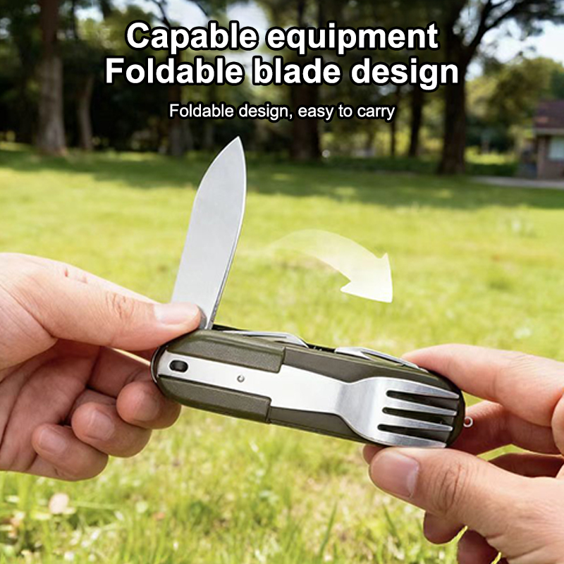 New Stainless Steel 7 In 1 Cam - Camping Cooking Cutlery Set 评论和价格