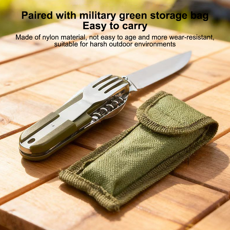 New Stainless Steel 7 In 1 Cam - Camping Cooking Cutlery Set 评论和价格