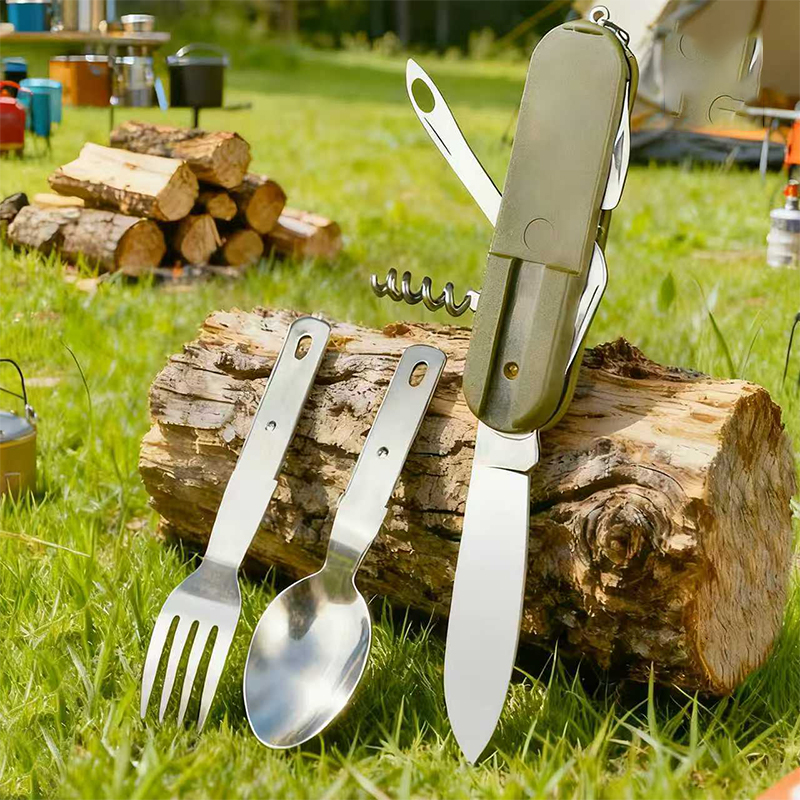 New Stainless Steel 7 In 1 Cam - Camping Cooking Cutlery Set 评论和价格