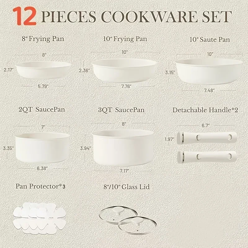 12pcs -in- Non-Stick Cookware  - Camping Cooking Set Detachable Handle 评论和价格
