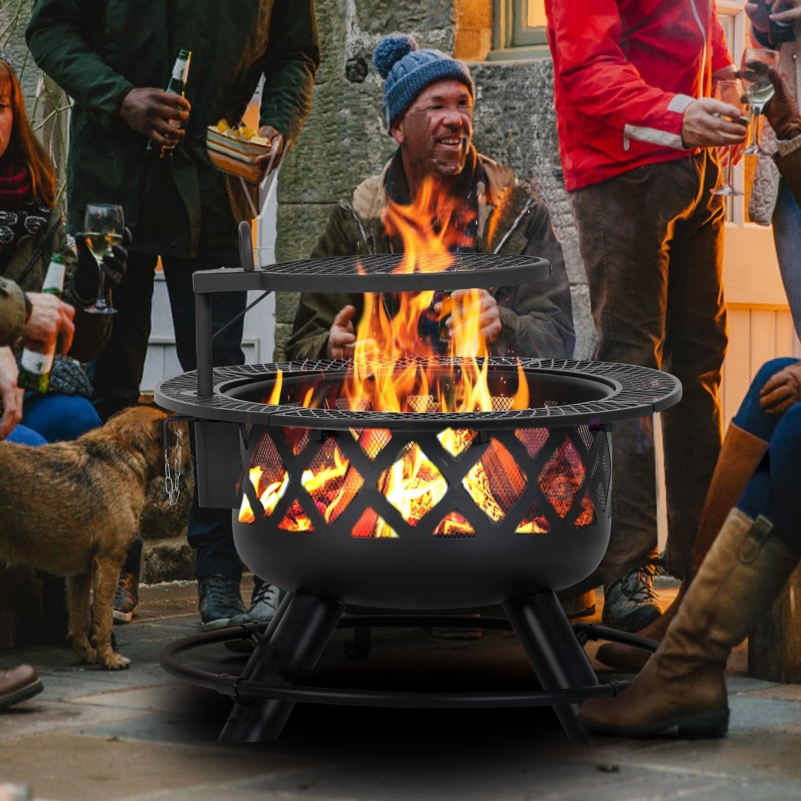 Large Outdoor Wood Burning Fir - Camping Cooking Fire Pit 评论和价格