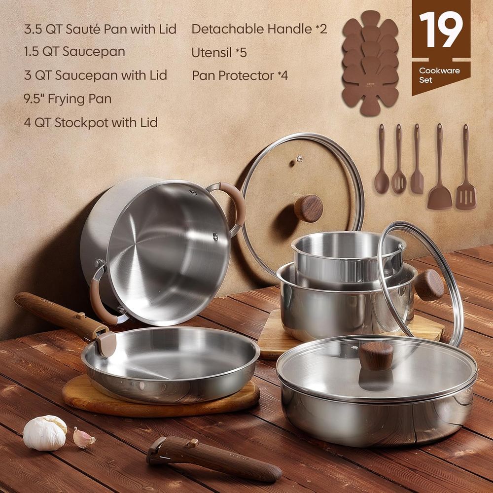 Detachable Handle Pots and Pan - Camping Cooking Set Detachable Handle 评论和价格