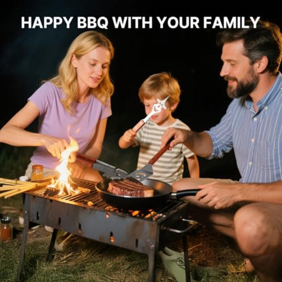 7 in 1 Stainless Steel BBQ Acc - Camping Cooking Set 评论和价格