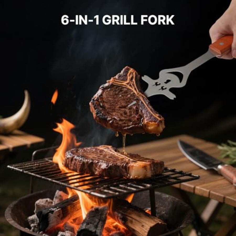 7 in 1 Stainless Steel BBQ Acc - Camping Cooking Set 评论和价格