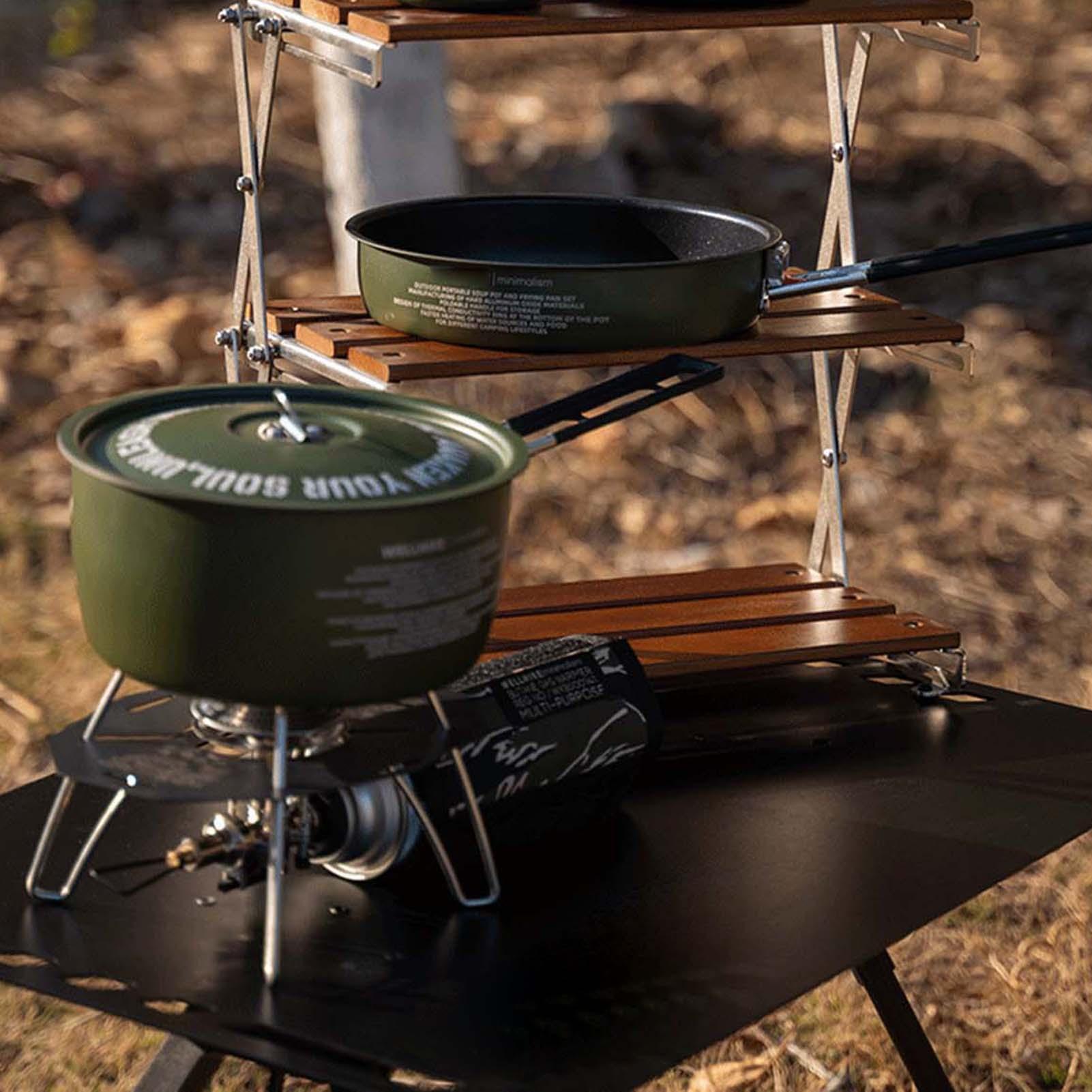 Camping Cookware Set Camp Cook - Camping Cooking Set Detachable Handle 评论和价格