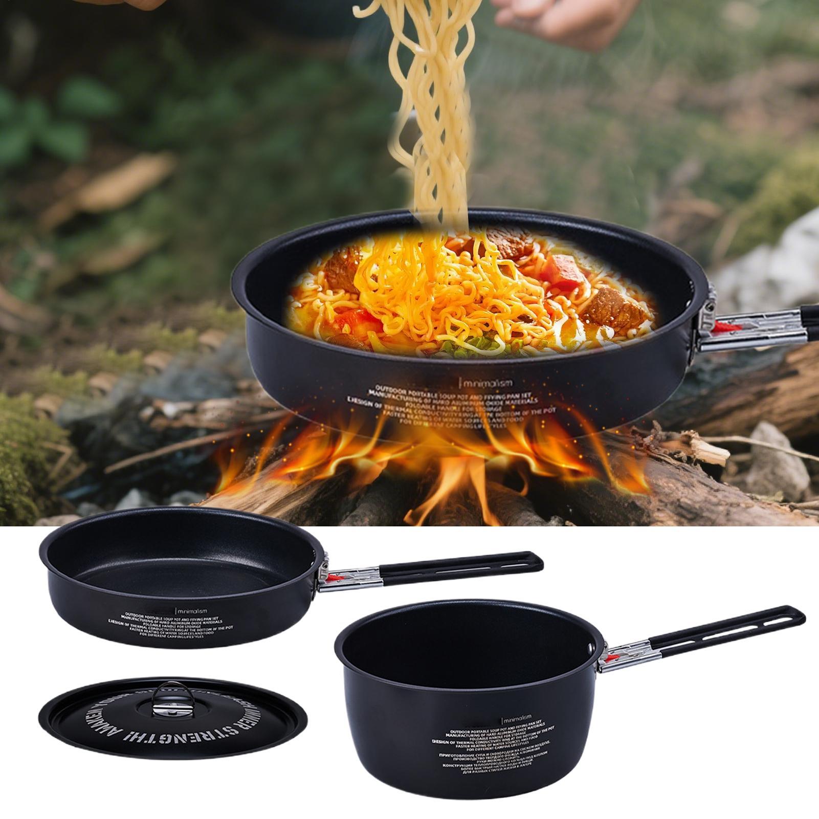 Camping Cookware Set Camp Cook - Camping Cooking Set Detachable Handle 评论和价格
