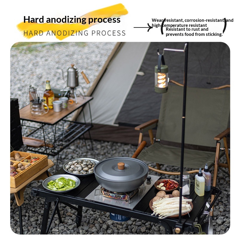 Outdoor Aluminum Alloy Wok Wit - Camping Cooking Set Detachable Handle 评论和价格