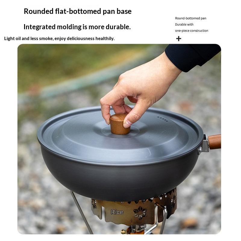 Outdoor Aluminum Alloy Wok Wit - Camping Cooking Set Detachable Handle 评论和价格