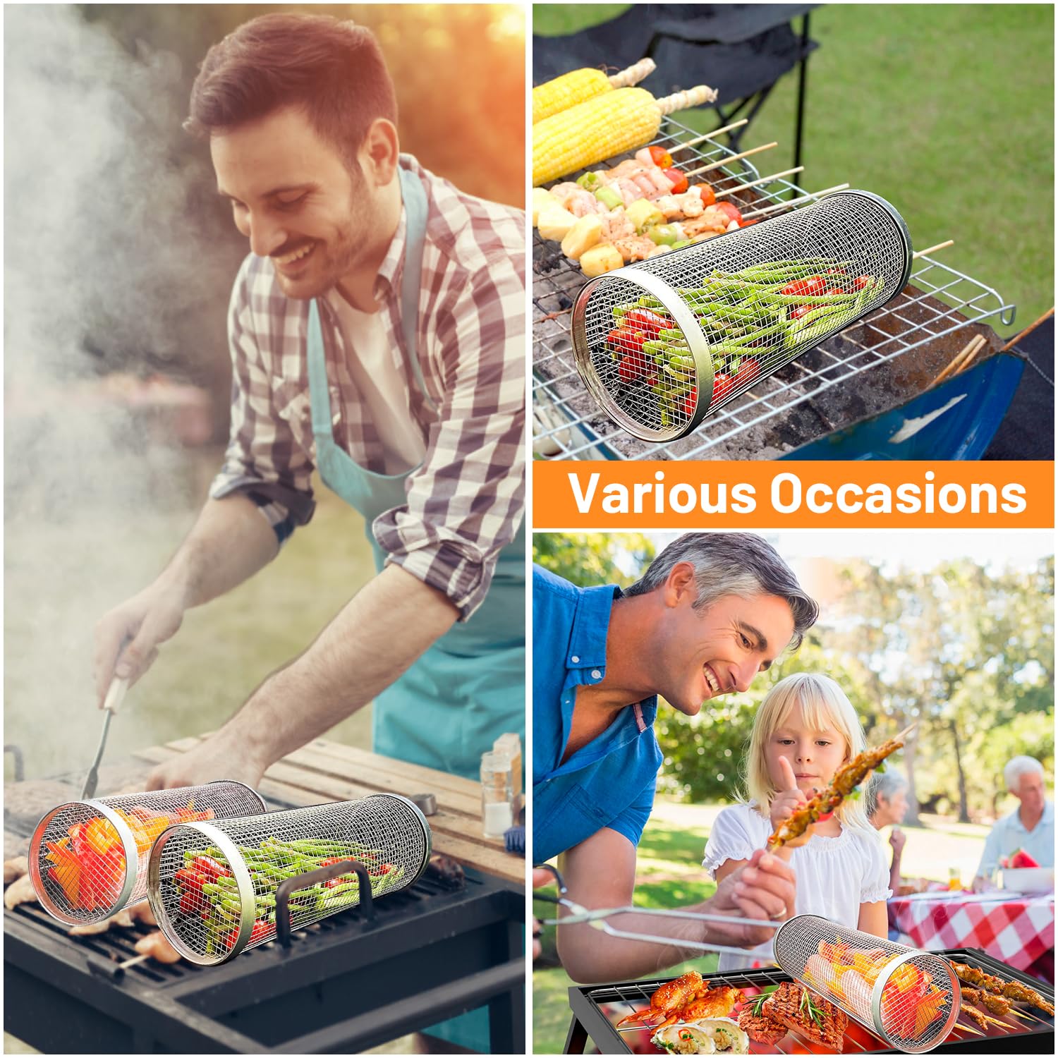 2 Pieces Rolling Grilling Bask - Camping Cooking Candle 评论和价格