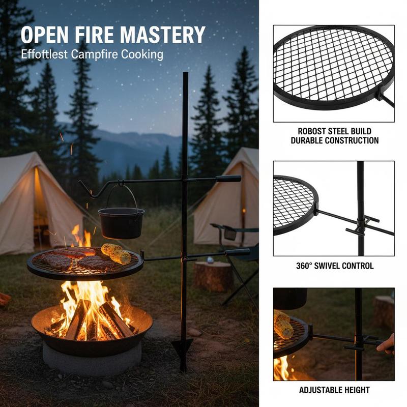 Rotating Cooking Grate 24x24 I - Camping Cooking Cast Iron 评论和价格