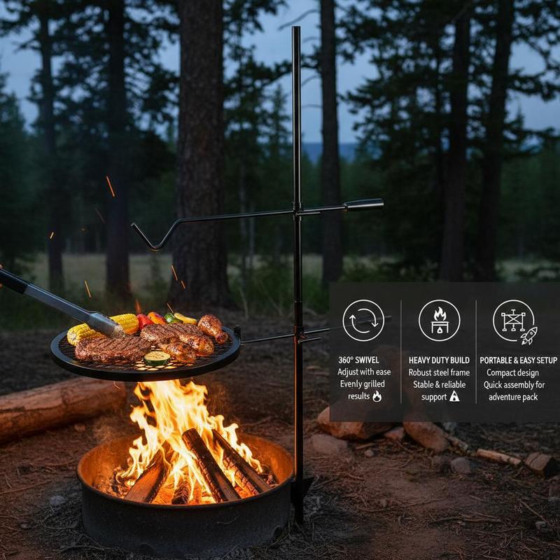Rotating Cooking Grate 24x24 I - Camping Cooking Cast Iron 评论和价格