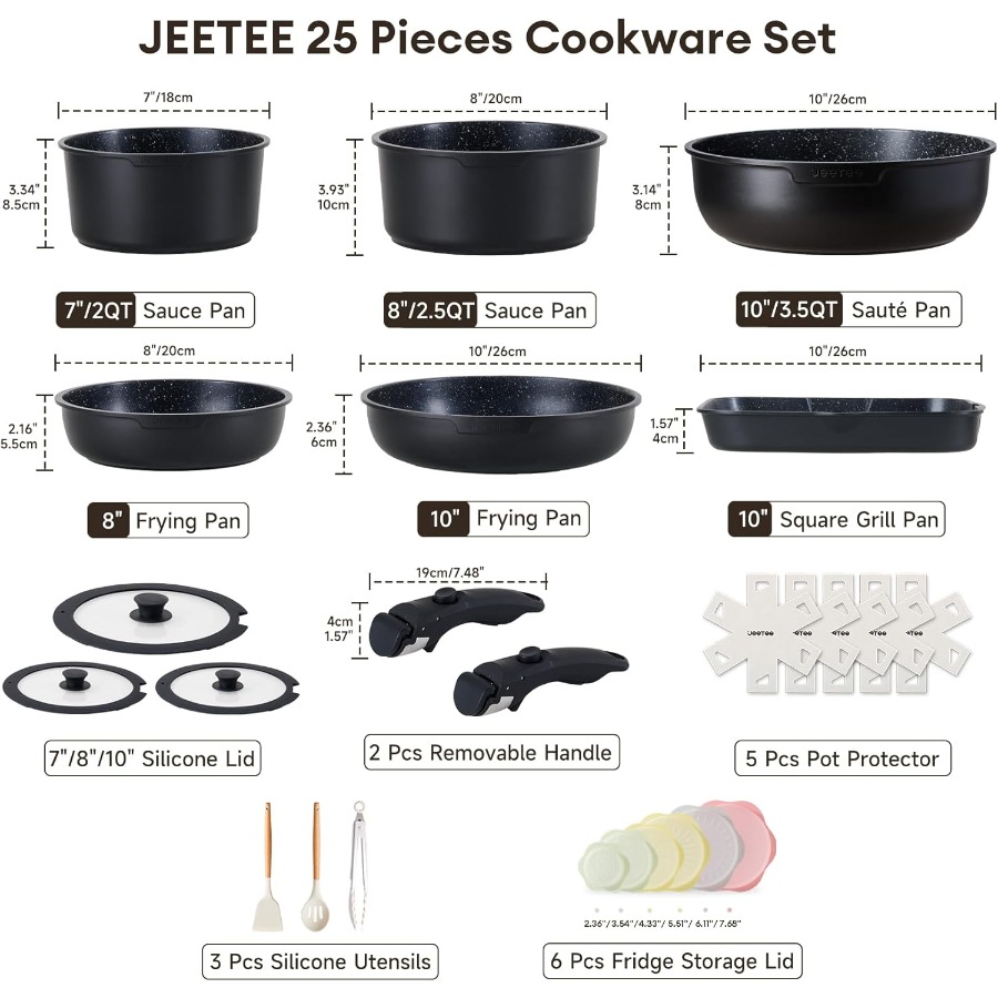 16/26pcs, Non-Stick Cookware S - Camping Cooking Set Detachable Handle 评论和价格