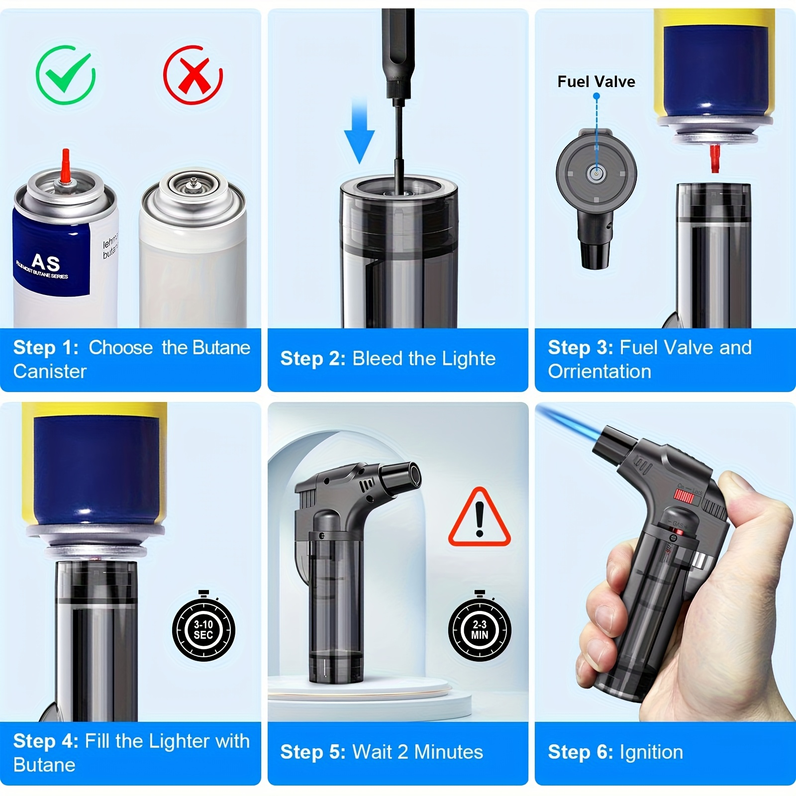 4PCS Butane Torch Lighter Port - Camping Cooking Candle 评论和价格