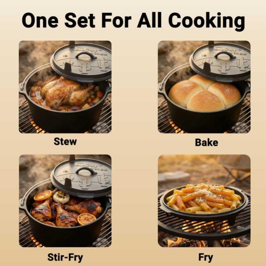 6.3qt Cast Iron Camping Dutch  - Camp Dutch Oven Cast 评论和价格