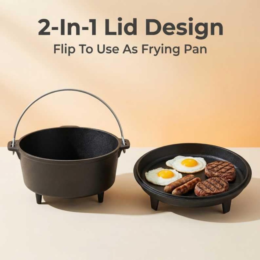 6.3qt Cast Iron Camping Dutch  - Camp Dutch Oven Cast 评论和价格