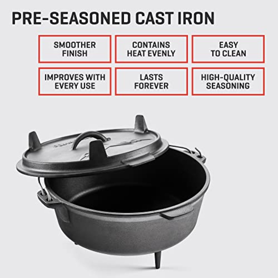 6Qt Cast Iron Camping Dutch Ov - Camp Dutch Oven Cast 评论和价格