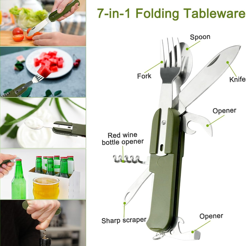7 in 1 Multifunctional Outdoor - Camping Cooking Cutlery Set 评论和价格