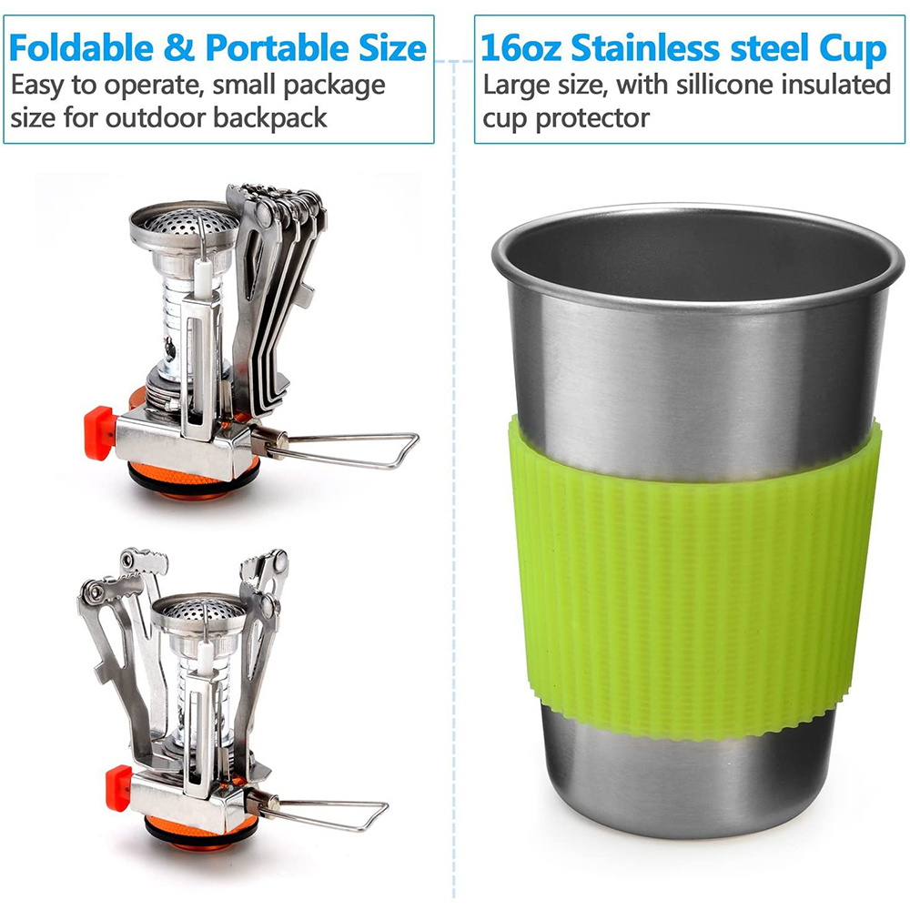 Camping Cookware Kit with Stov - Camping Cooking Pack 评论和价格