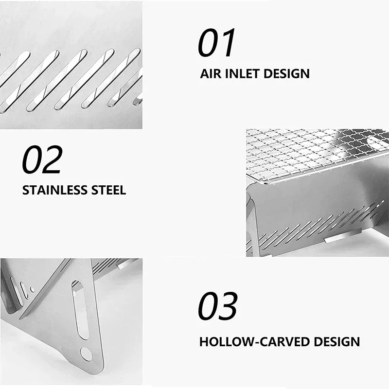 Portable Folding Barbecue Gril - Camping Cooking Cast Iron 评论和价格
